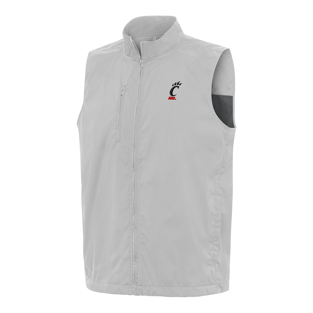 Men's Antigua Heather Gray Cincinnati Bearcats Brisk Full-Zip Vest