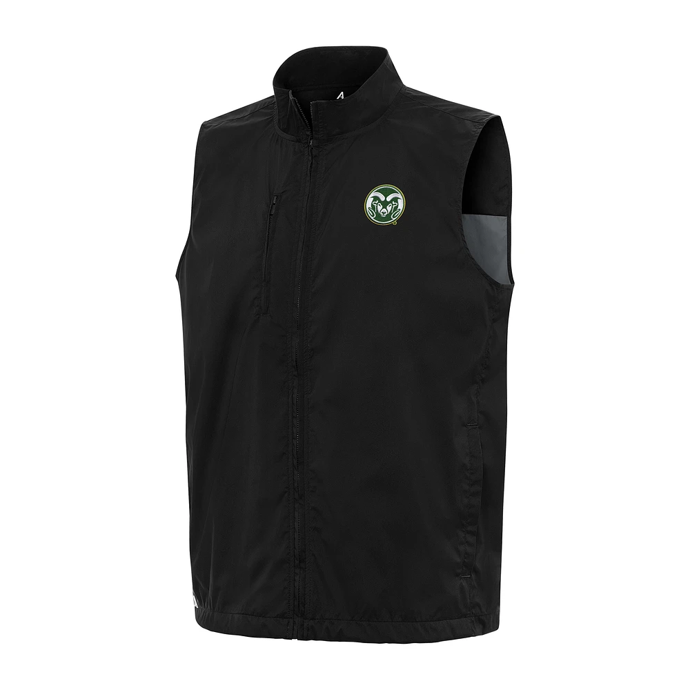 Men's Antigua Black Colorado State Rams Brisk Full-Zip Vest