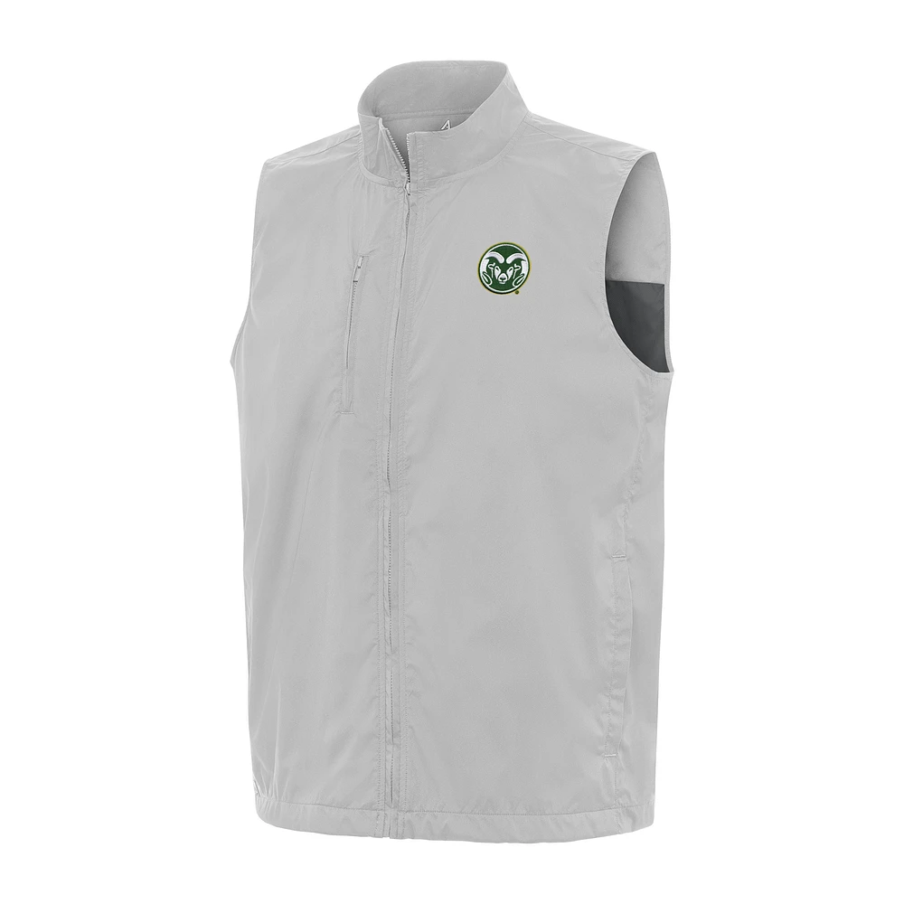 Men's Antigua Heather Gray Colorado State Rams Brisk Full-Zip Vest