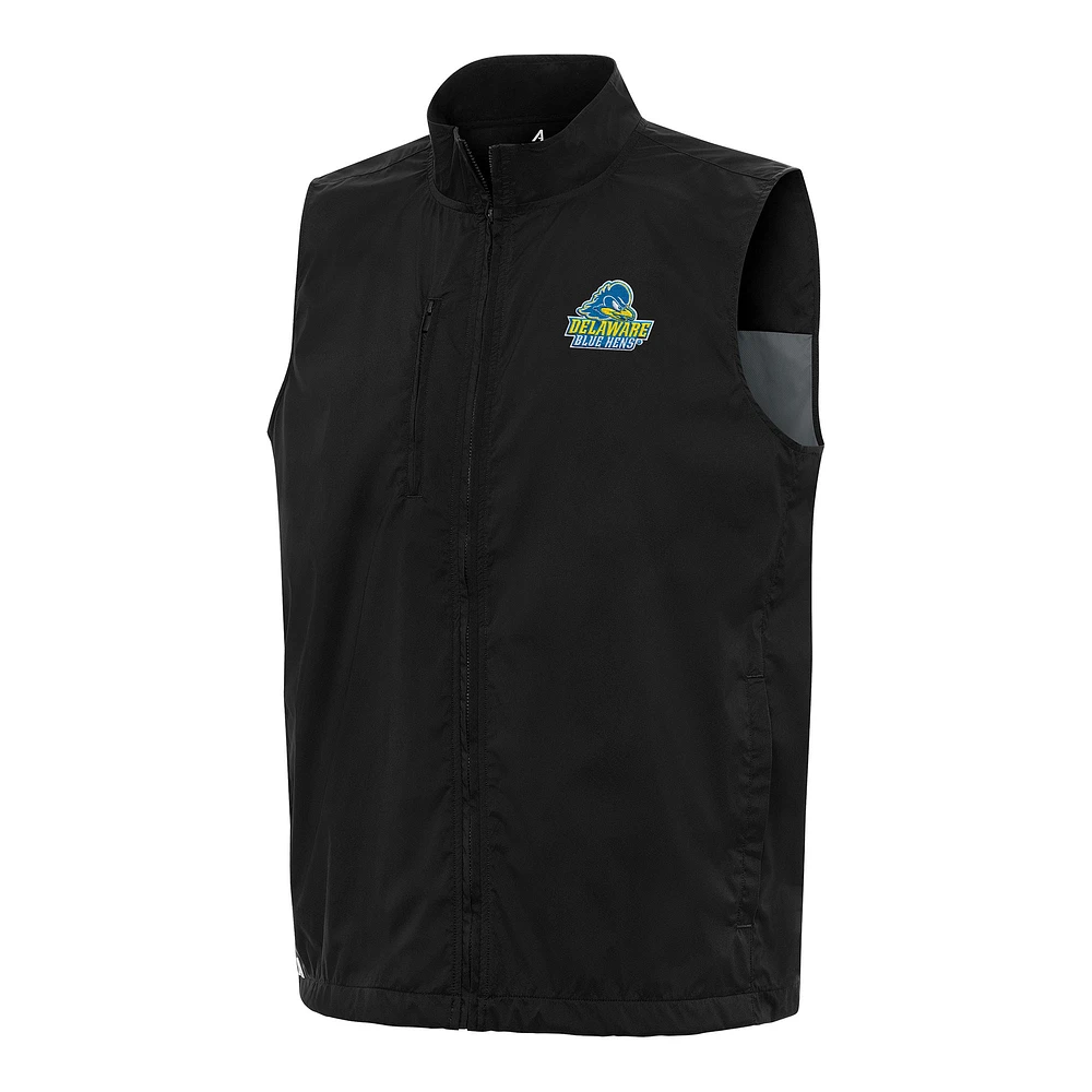 Men's Antigua Black Delaware Fightin' Blue Hens Brisk Full-Zip Vest