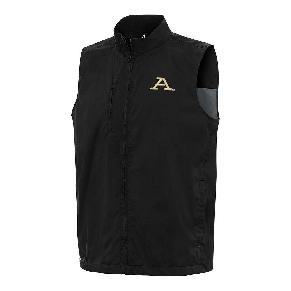 Men's Antigua Black Akron Zips Brisk Full-Zip Vest