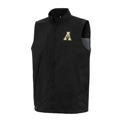 Men's Antigua Black Appalachian State Mountaineers Brisk Full-Zip Vest