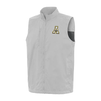 Men's Antigua Heather Gray Appalachian State Mountaineers Brisk Full-Zip Vest
