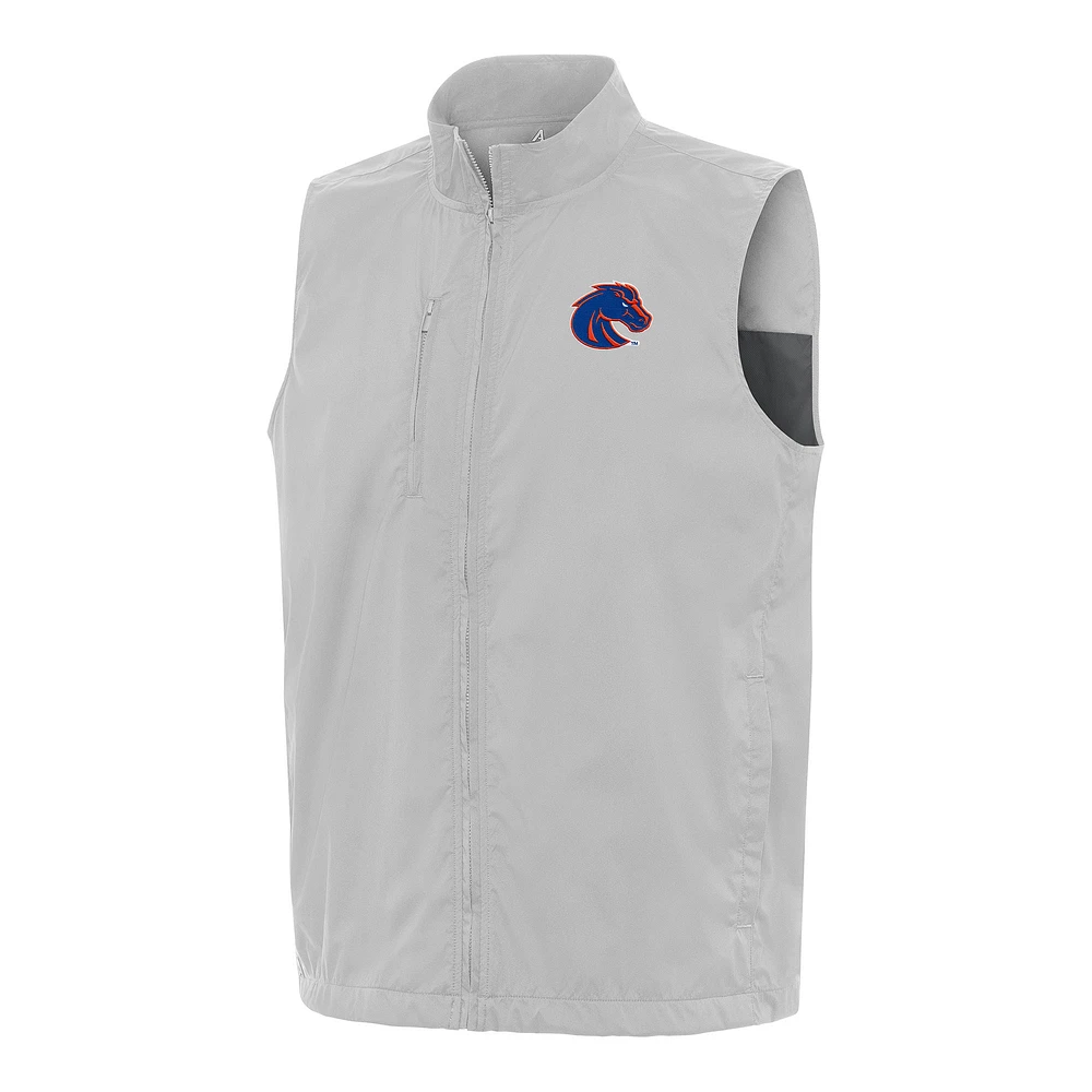 Men's Antigua Heather Gray Boise State Broncos Brisk Full-Zip Vest
