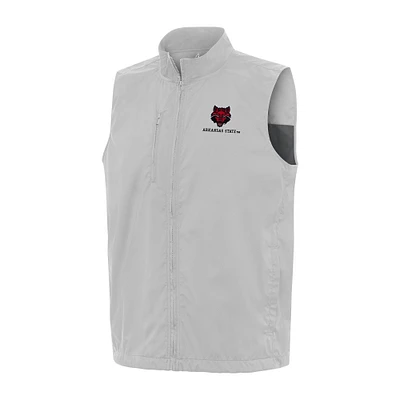Men's Antigua Heather Gray Arkansas State Red Wolves Brisk Full-Zip Vest
