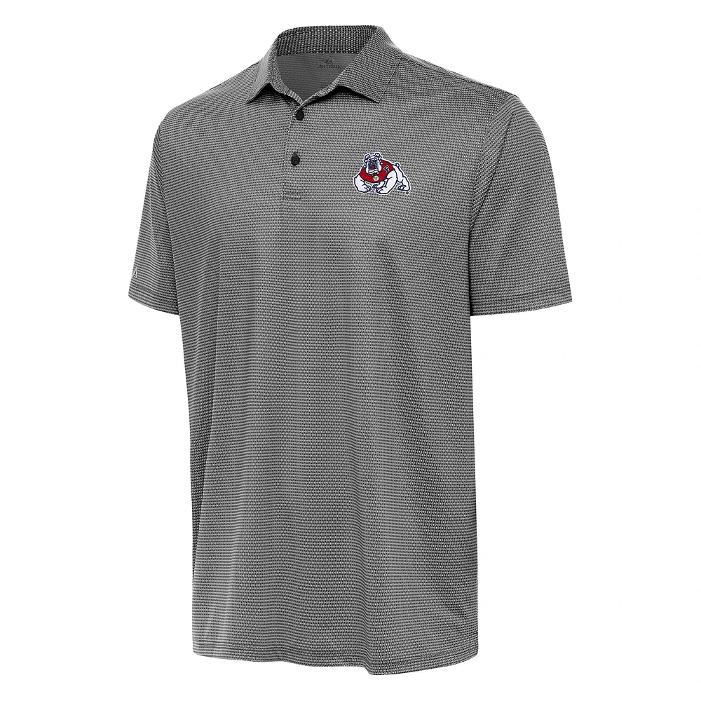 Men's Antigua Black/White Fresno State Bulldogs Rings Polo
