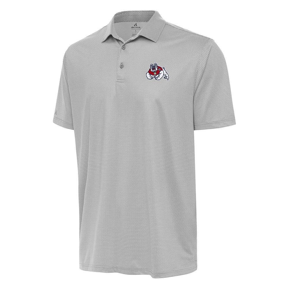 Men's Antigua Gray/White Fresno State Bulldogs Rings Polo