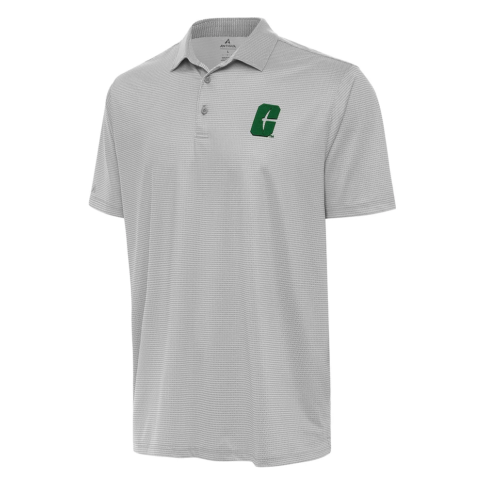 Men's Antigua Gray/White Charlotte 49ers Rings Polo