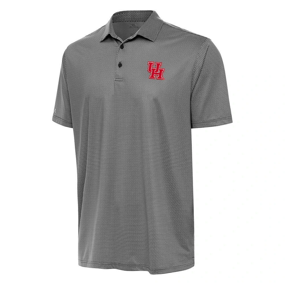 Men's Antigua Black/White Houston Cougars Rings Polo