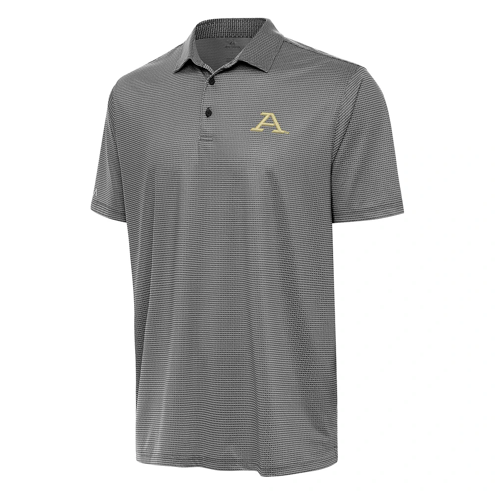 Men's Antigua Black/White Akron Zips Rings Polo