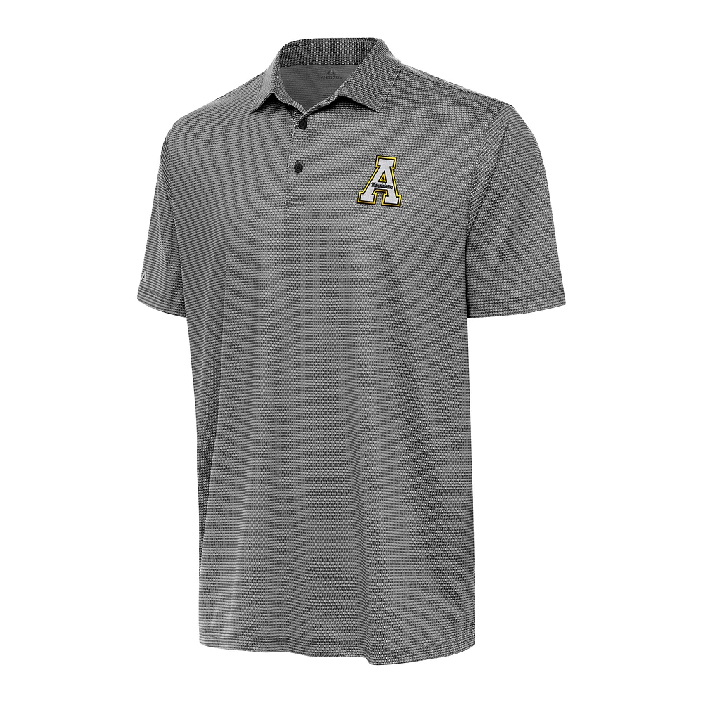 Men's Antigua Black/White Appalachian State Mountaineers Rings Polo