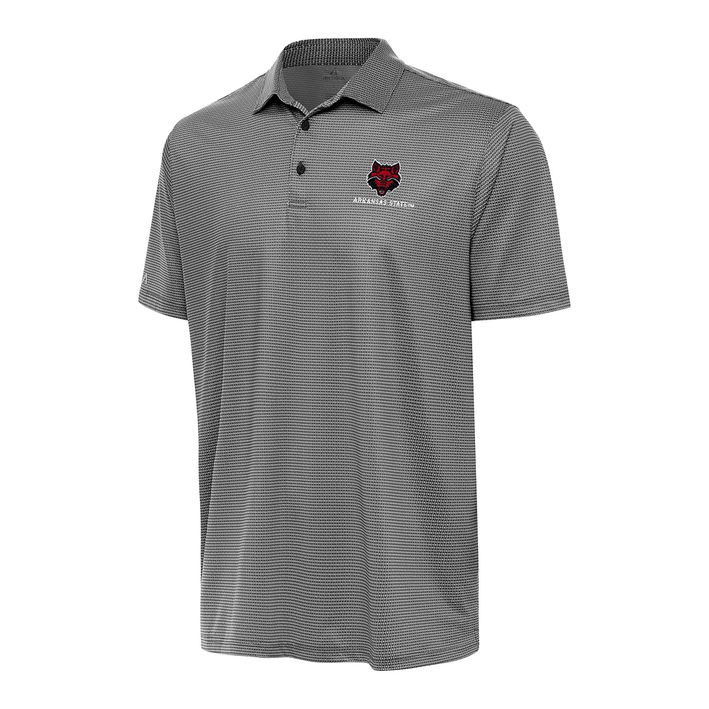 Men's Antigua Black/White Arkansas State Red Wolves Rings Polo