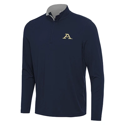 Men's Antigua Navy/Gray Akron Zips Content Quarter-Zip Pullover Top