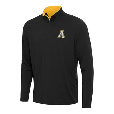 Men's Antigua Black/Gold Appalachian State Mountaineers Content Quarter-Zip Pullover Top