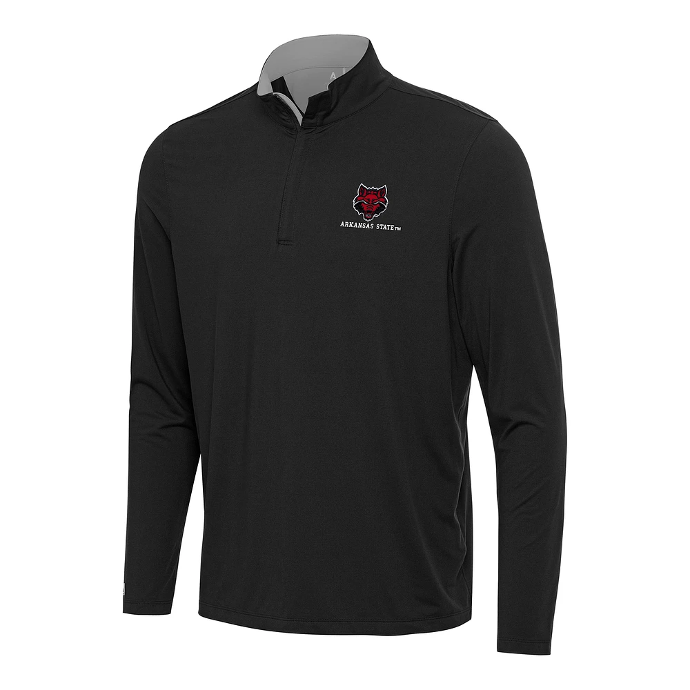 Men's Antigua Black/Gray Arkansas State Red Wolves Content Quarter-Zip Pullover Top