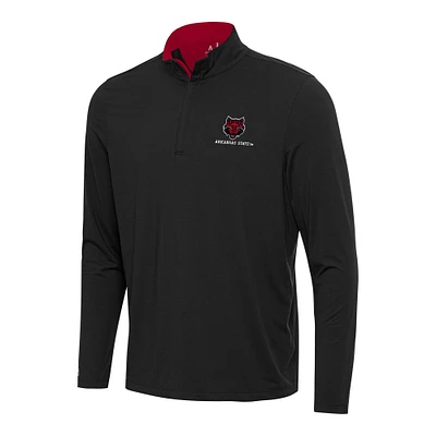 Men's Antigua Black/Scarlet Arkansas State Red Wolves Content Quarter-Zip Pullover Top