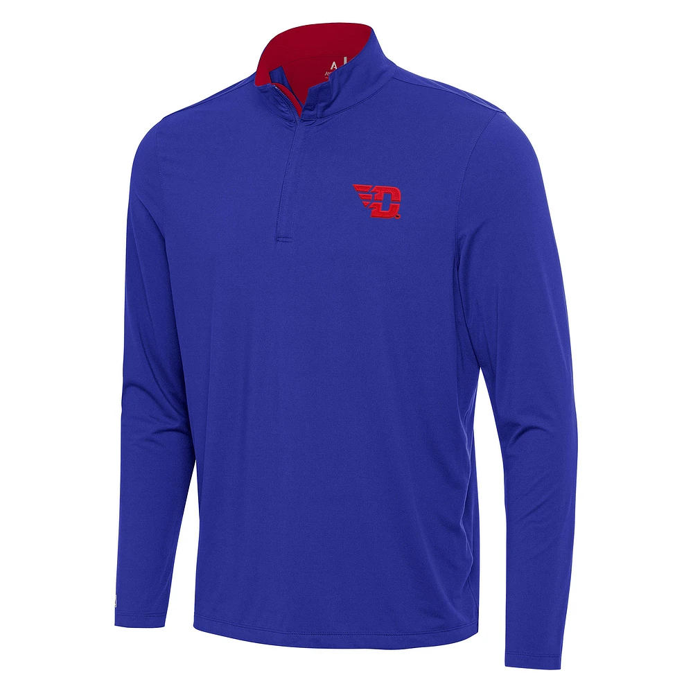 Men's Antigua Blue/Red Dayton Flyers Content Quarter-Zip Pullover Top