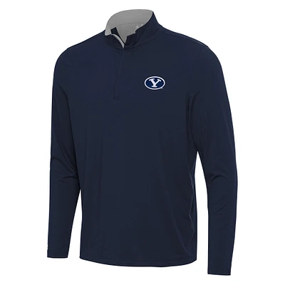 Men's Antigua Navy/Gray BYU Cougars Content Quarter-Zip Pullover Top