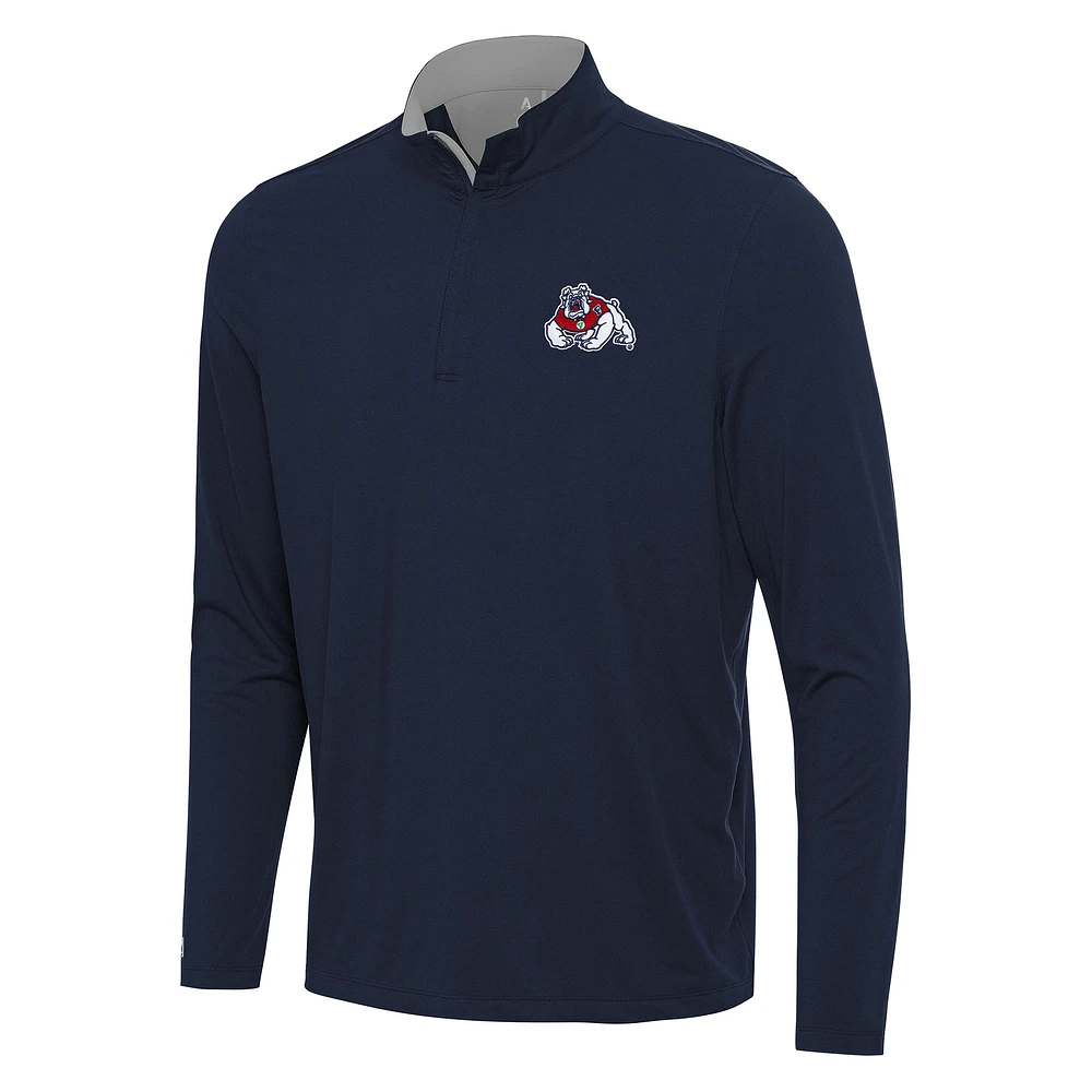Men's Antigua Navy/ Fresno State Bulldogs Content Quarter-Zip Pullover Top