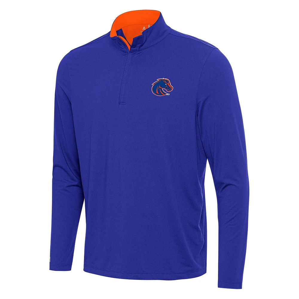 Men's Antigua Royal/Orange Boise State Broncos Content Quarter-Zip Pullover Top
