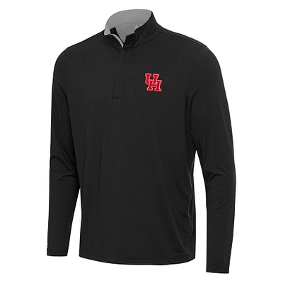Men's Antigua Black/ Houston Cougars Content Quarter-Zip Pullover Top