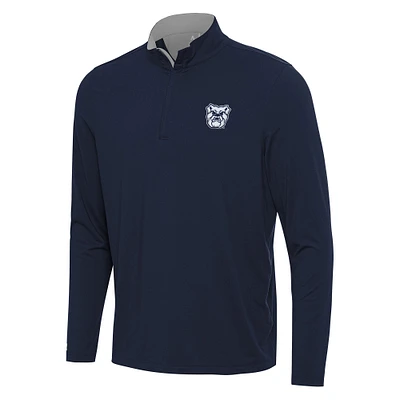 Men's Antigua Navy/Gray Butler Bulldogs Content Quarter-Zip Pullover Top