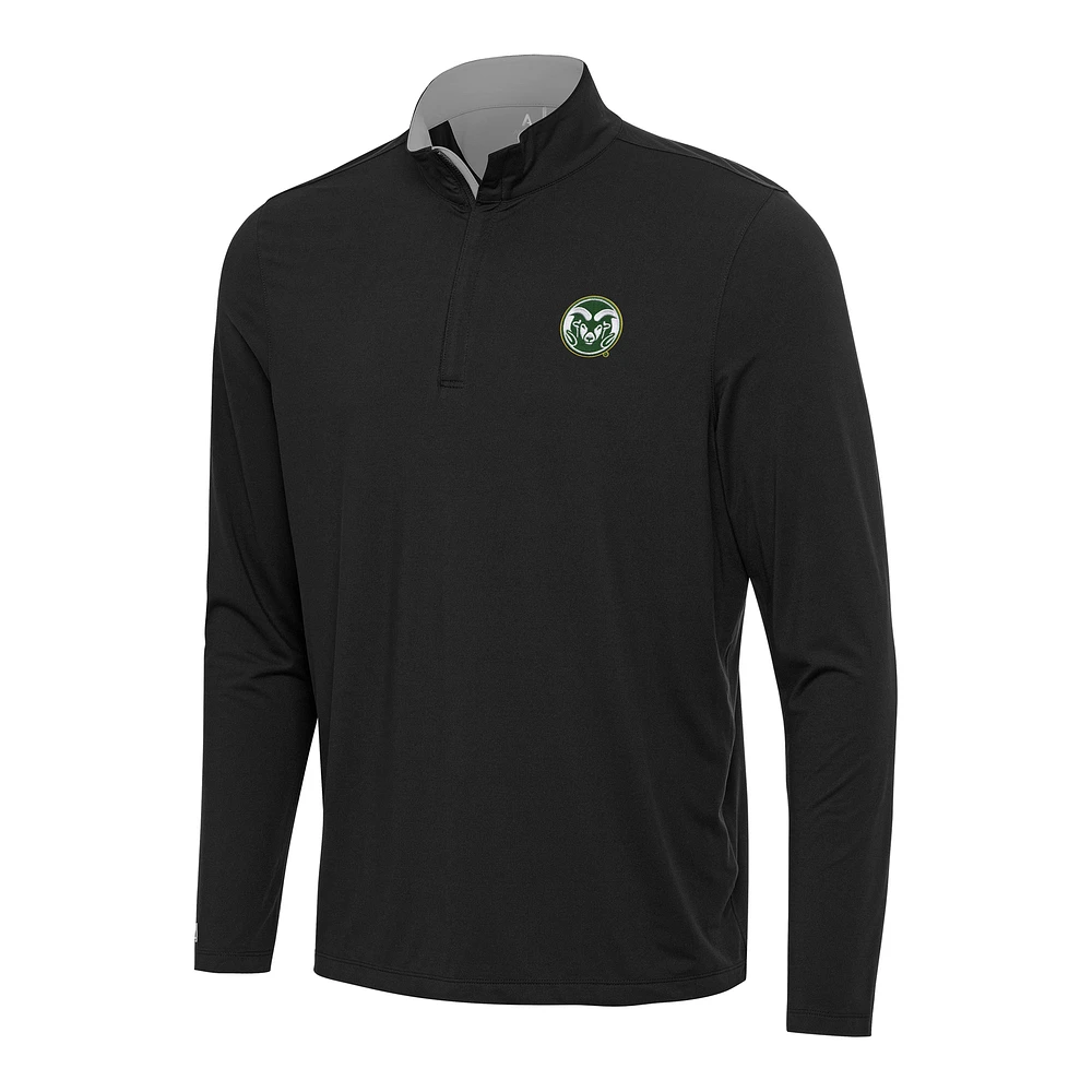 Men's Antigua Black/Gray Colorado State Rams Content Quarter-Zip Pullover Top