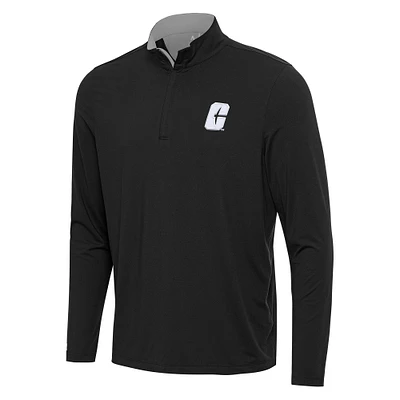 Men's Antigua Black/Gray Charlotte 49ers Content Quarter-Zip Pullover Top