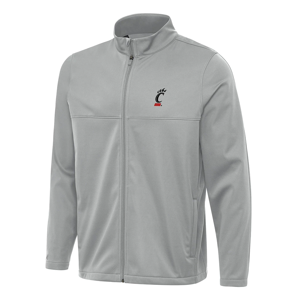 Men's Antigua Gray Cincinnati Bearcats Links 2 Full-Zip Golf Jacket