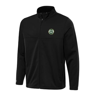 Men's Antigua Black Colorado State Rams Links 2 Full-Zip Golf Jacket