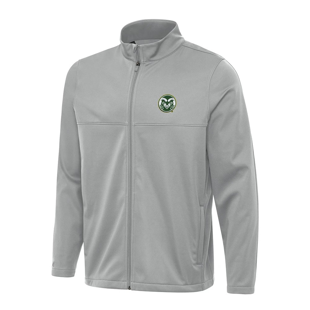 Men's Antigua Gray Colorado State Rams Links 2 Full-Zip Golf Jacket