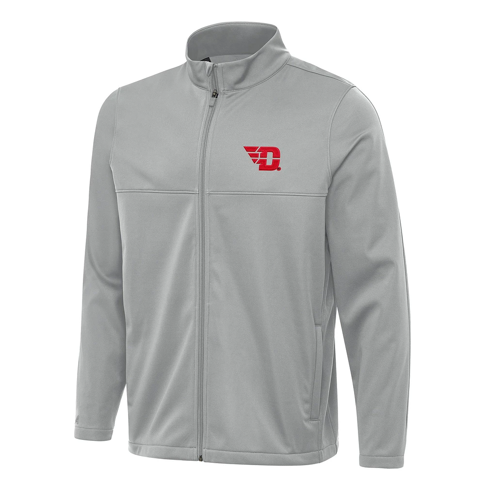 Men's Antigua Gray Dayton Flyers Links 2 Full-Zip Golf Jacket