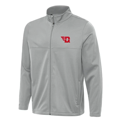 Men's Antigua Gray Dayton Flyers Links 2 Full-Zip Golf Jacket