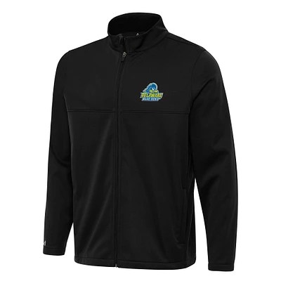 Men's Antigua Black Delaware Fightin' Blue Hens Links 2 Full-Zip Golf Jacket