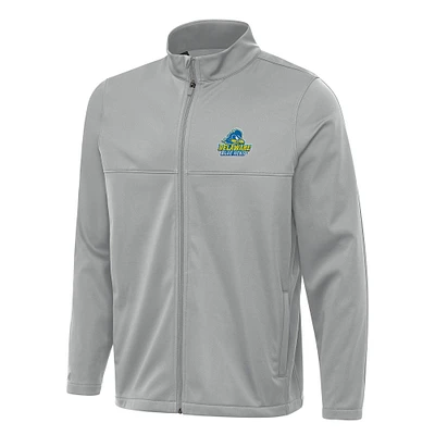 Men's Antigua Gray Delaware Fightin' Blue Hens Links 2 Full-Zip Golf Jacket