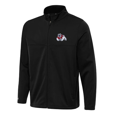 Men's Antigua Black Fresno State Bulldogs Links 2 Full-Zip Golf Jacket