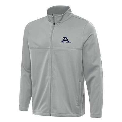 Men's Antigua Gray Akron Zips Links 2 Full-Zip Golf Jacket