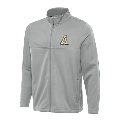 Men's Antigua Gray Appalachian State Mountaineers Links 2 Full-Zip Golf Jacket