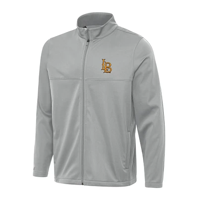 Men's Antigua Gray Cal State Long Beach The Links 2 Full-Zip Golf Jacket