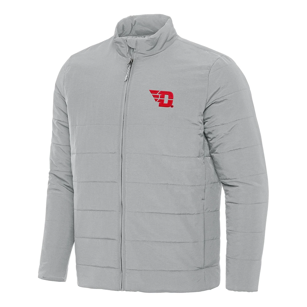 Men's Antigua Gray Dayton Flyers Swelter Full-Zip Puffer Jacket