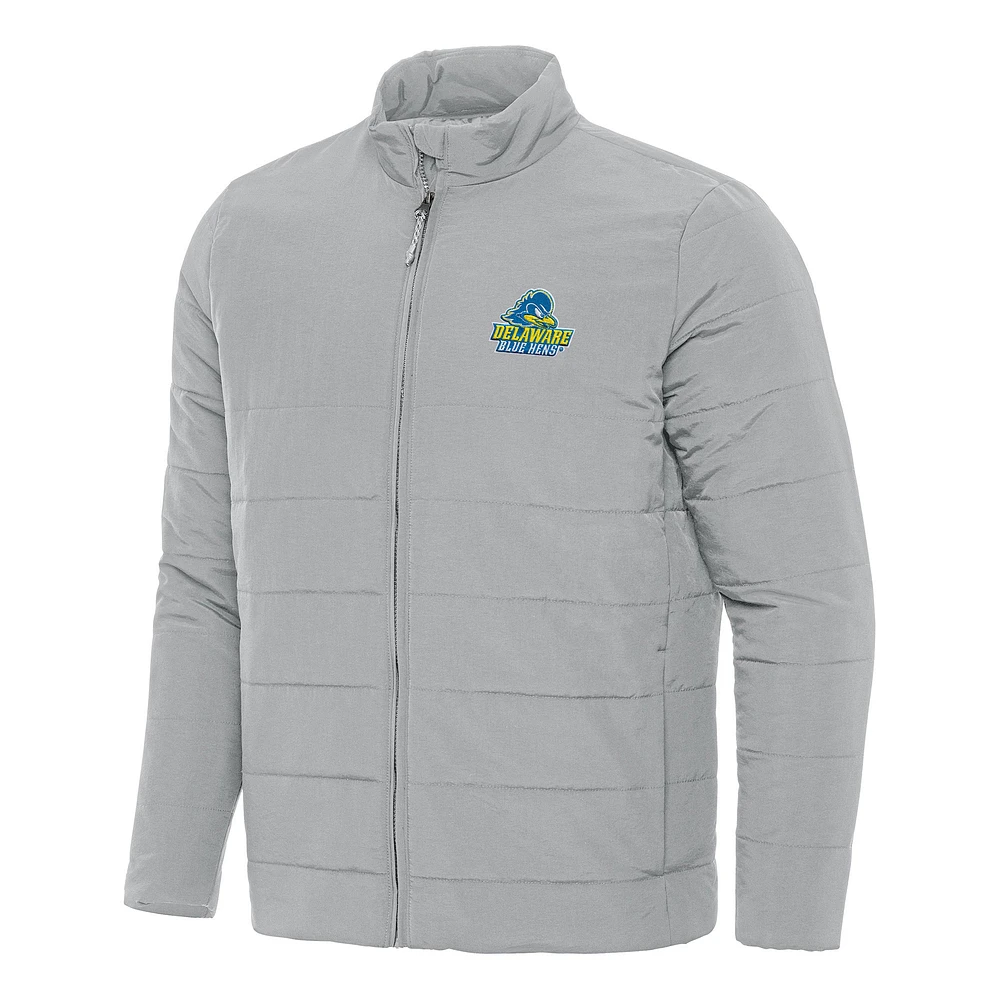 Men's Antigua Gray Delaware Fightin' Blue Hens Swelter Full-Zip Puffer Jacket