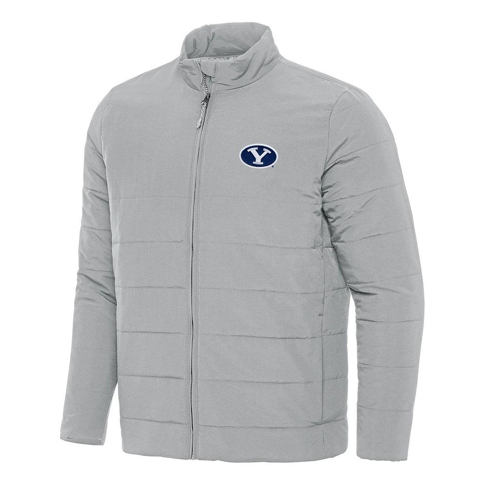 Men's Antigua Gray BYU Cougars Swelter Full-Zip Puffer Jacket