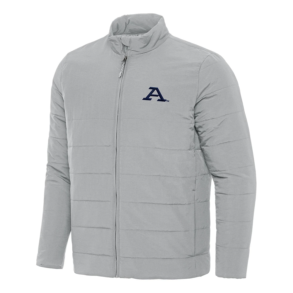 Men's Antigua Gray Akron Zips Swelter Full-Zip Puffer Jacket