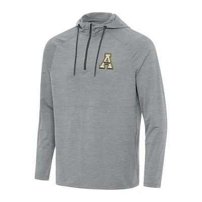 Men's Antigua Heather Gray Appalachian State Mountaineers Spikes Raglan Quarter-Zip Hoodie