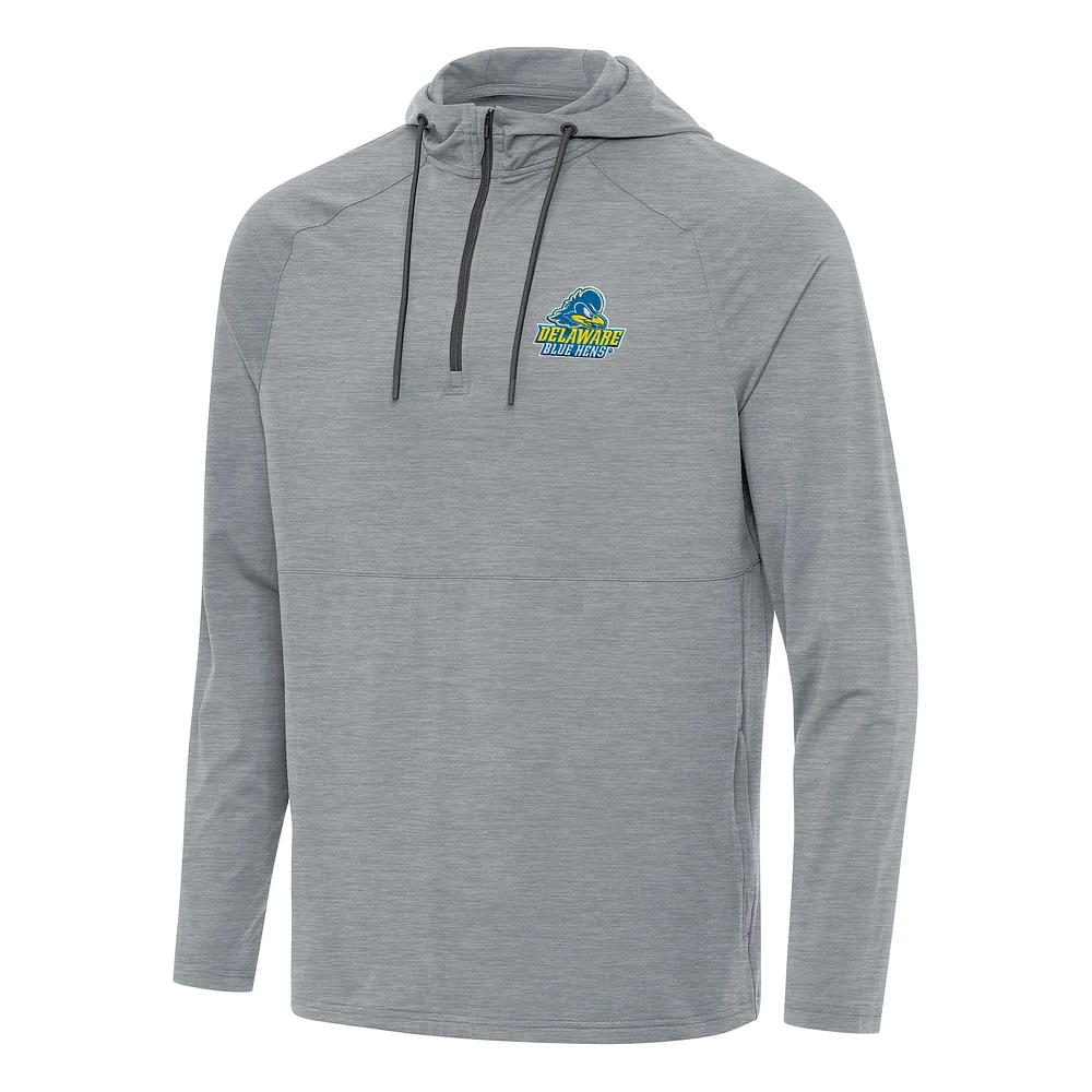 Men's Antigua Heather Gray Delaware Fightin' Blue Hens Spikes Raglan Quarter-Zip Hoodie
