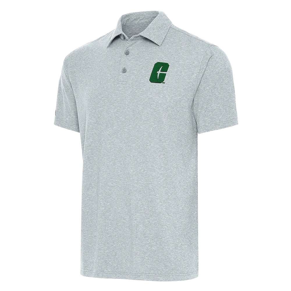 Men's Antigua Heather Gray Charlotte 49ers Big & Tall Par 3 Polo