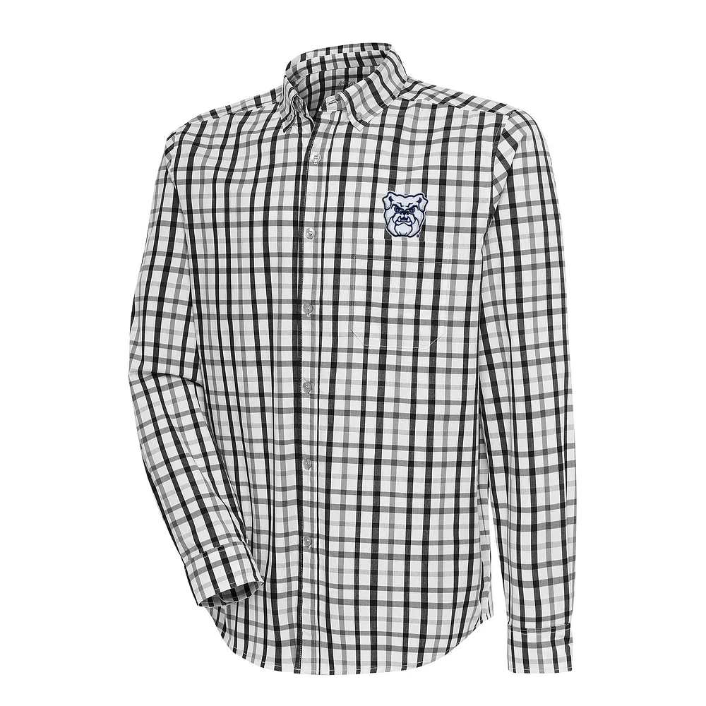 Men's Antigua Black/Gray Butler Bulldogs Tending 2 Tri-Blend Long Sleeve Full-Button Shirt