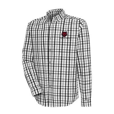 Men's Antigua Black/Gray Arkansas State Red Wolves Tending 2 Button-Down Long Sleeve Shirt