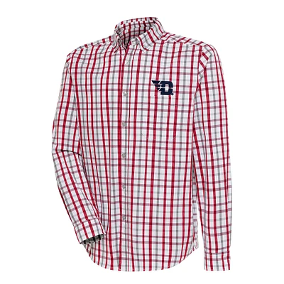 Men's Antigua Red/Gray Dayton Flyers Tending 2 Tri-Blend Long Sleeve Full-Button Shirt
