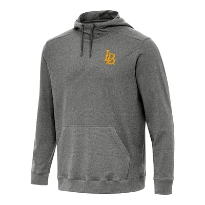 Men's Antigua Heather Charcoal Cal State Long Beach The Cloud Pullover Hoodie